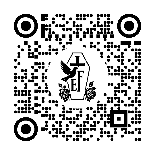Cod QR pentru recenzii Google, cu logoul negru Efrem într-un centru alb circular